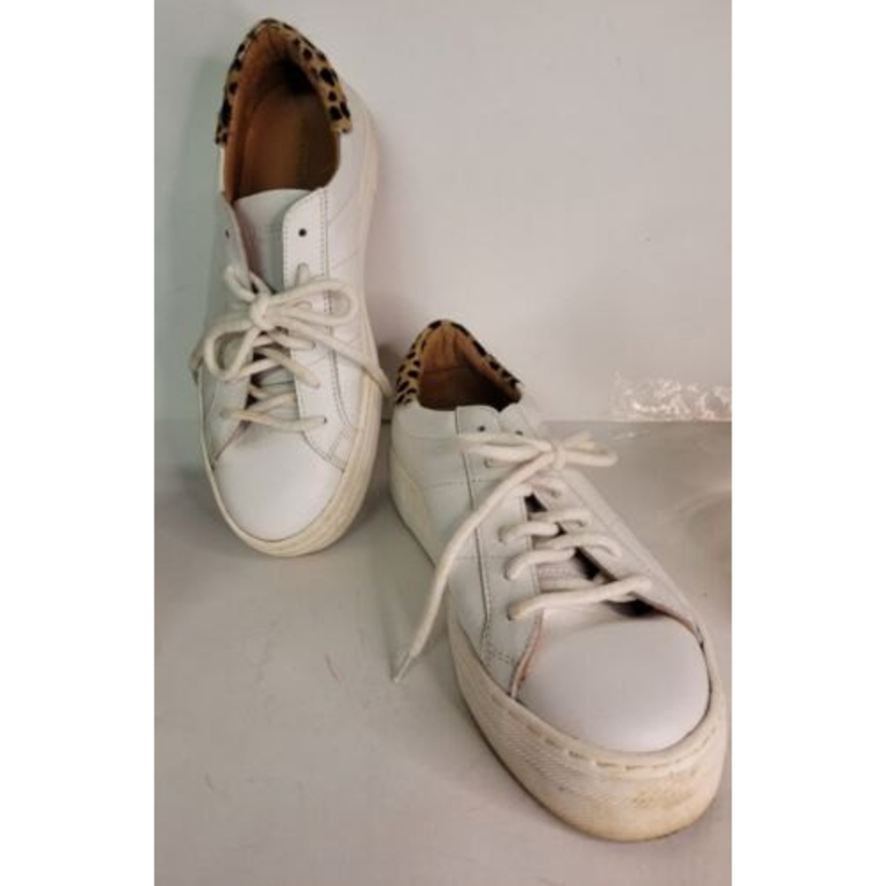 Women's Skechers Street Tennis Shoes Leather Leopard Accent Gently Worn